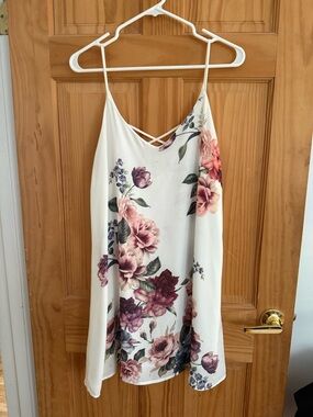 Jella C. Cream Floral Spaghetti Strap Dress